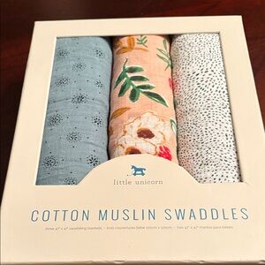 NWT Little Unicorn Cotton Muslin Swaddles 3pack